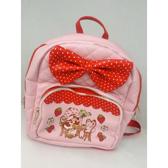 Strawberry Shortcake Handbags - Strawberry Shortcake Backpack Polka Dot Bow Quilted Bag Pink
